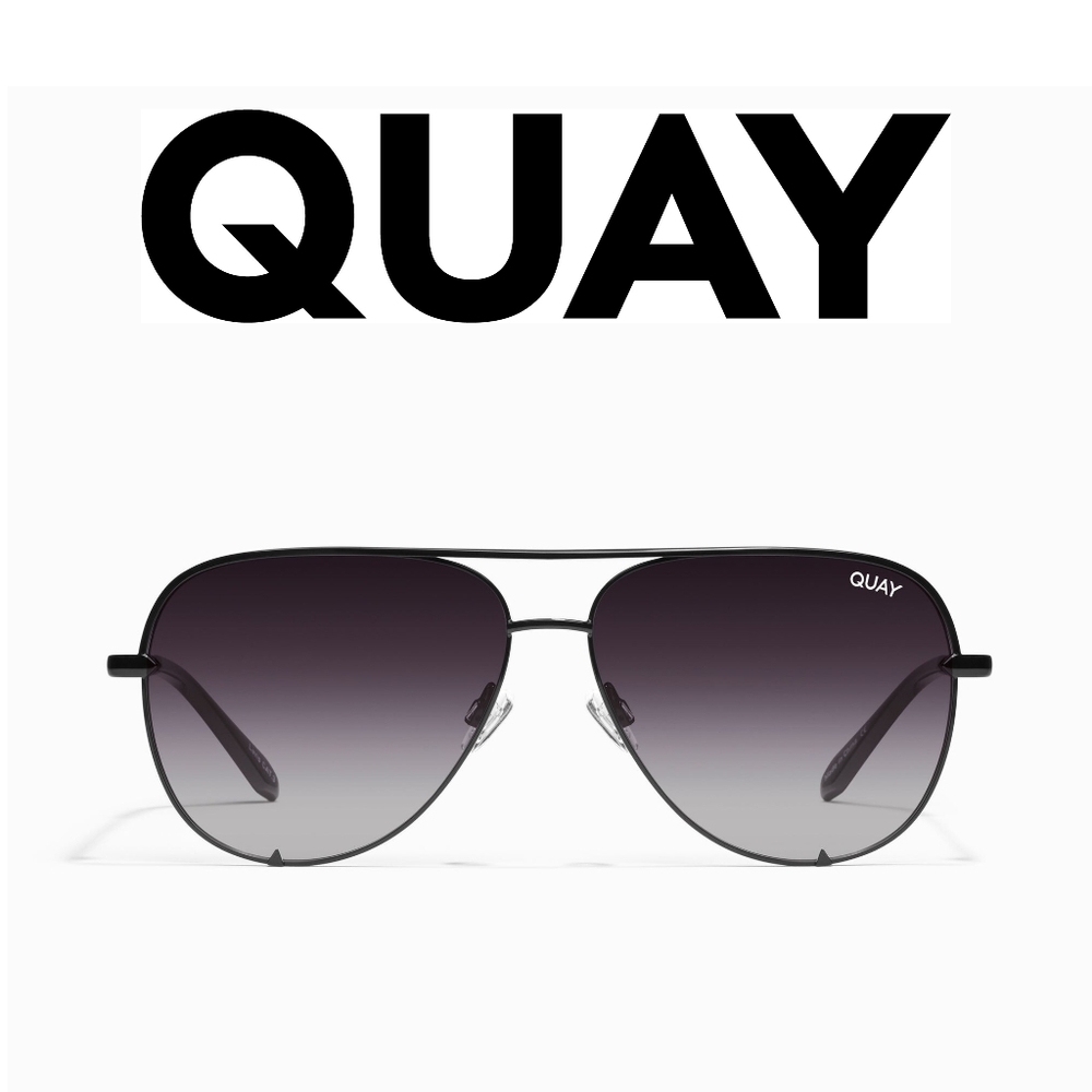 Quay High Key 126 Black/smoked lenses Aviator Sunglasses Polarized - Picture 1 of 9